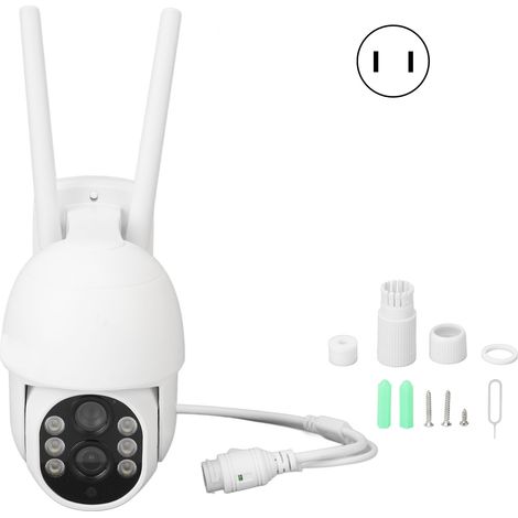 Caméra de surveillance extérieure WiFi 2 objectifs zoom PTZ 350°, rotation 90°, vision nocturne couleur 1080P, 110-240V, prise US (1/5)