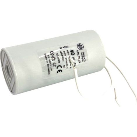 Ducati Energia – Condensateur permanent 40µF à fils – Ø45x92mm – Fond plat pour moteur monophasé et pompe à eau – Homologué VDE EN60252-1