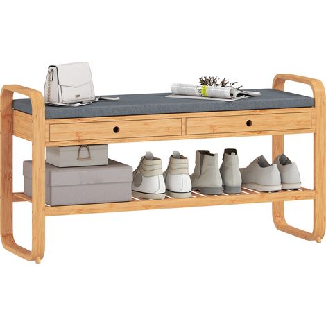 HOMCOM Shoe Bench with 2 Drawers Cushioned Seat 105 cm