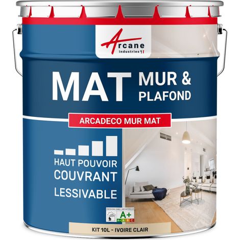 Peinture murale, mat blanche - 10 L Ivoire Clair - RAL 1015 - ARCANE INDUSTRIES