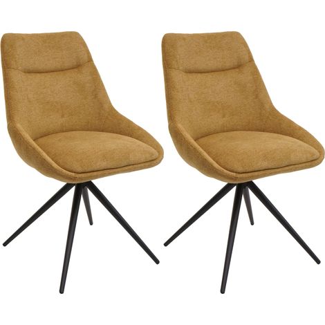 Lot de 2 chaises de salle à manger HWC-M65, chaise de cuisine fauteuil chaise, pivotante auto position métal tissu/texti (1/2)