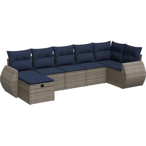 Maison Exclusive - 7-tlg. Garten-Sofagarnitur mit Kissen Grau Pol (1/5)