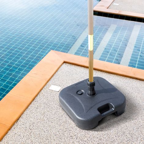 Parasol plage base pieds support patio jardin remplir eau 20kg/sable 30kg 46x45x26cm HDPE, noir
