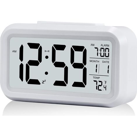 Réveil numérique à affichage LED pour chambre à coucher, bureau à domicile (blanc) (1/5)