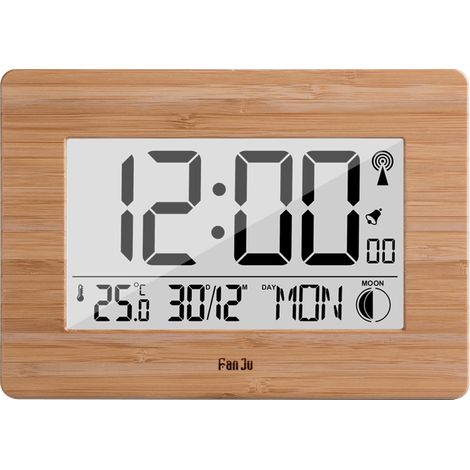 1 Horloge murale, affichage température humidité, réveil programmable, prévisions météo, radio-réveil, format 12/24h (1/5)