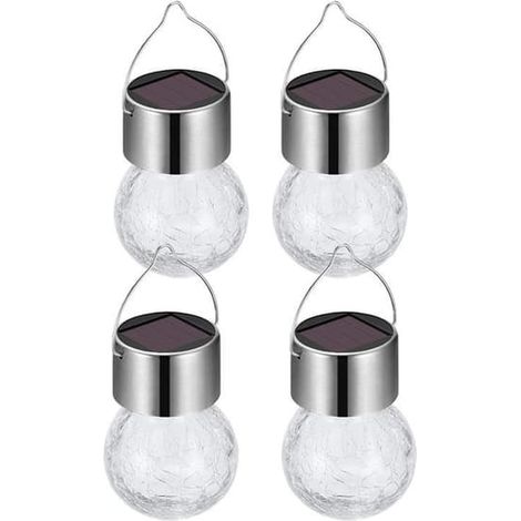 Lot de 4 guirlandes solaires suspendues pour décorations de Noël extérieures, multicolores (1/4)