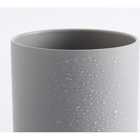 Ensemble de 2 gobelets en plastique gris - Porte-brosse à dents et accessoires de salle de bain en verre de 300 ml (1/4)