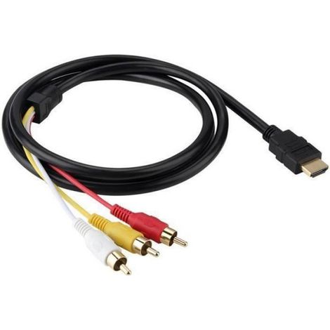 Câble HDMI Mâle vers RCA - Transmission Signal Audio Vidéo 1080P - Compatible TV DVD Lecteur Blu-ray - Longueur 1,5 m