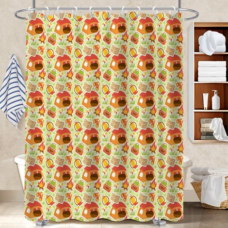 Rideau de bain imprimé polyester 180x180 naturel séparation douche pour une petite salle de bain (1/5)