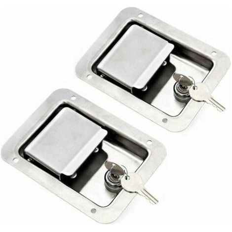 Matériel Paquet de 2 Loquet à Ressort pour Palette en Acier Inoxydable avec Serrure et Clé - Poignée Unique à Affleurement pour Remorque de Porte RV (1/5)