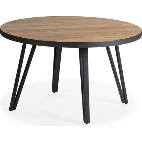 Mesa de centro redonda Mateo acabado natural, 45cm(alto) 80cm(ancho) 80cm(fondo). (1/3)