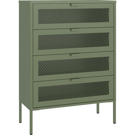 Mueble zapatero metálico EMMA 4 puertas verde caqui