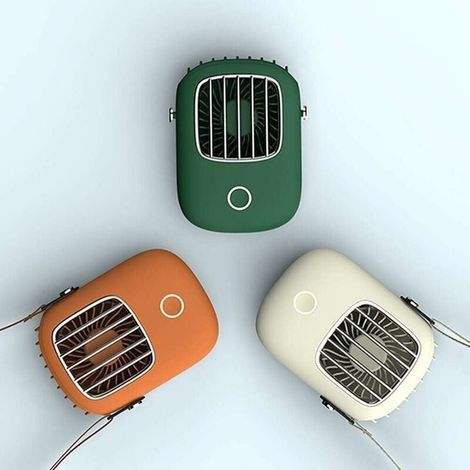 orange USB Rechargeable Mini De Poche Petit Ventilateur Cou Suspendu Taille Suspendue Paresseux Sports Portable Silencieux Ventilateur (1/4)
