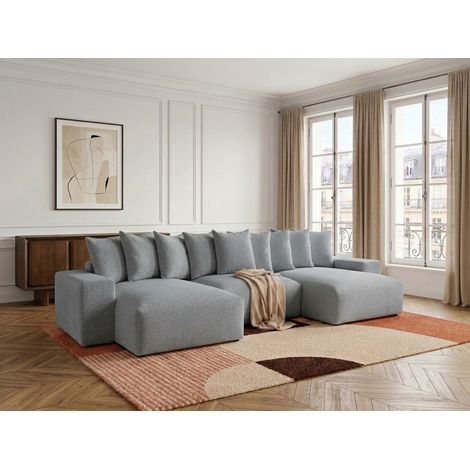 BOBOCHIC - Canapé panoramique fixe VOLTAIRE tissu chiné   Gris foncé (1/5)