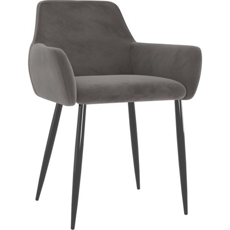 Maison Exclusive - Esszimmerstühle 2 Stk. Dunkelgrau Samt (1/5)