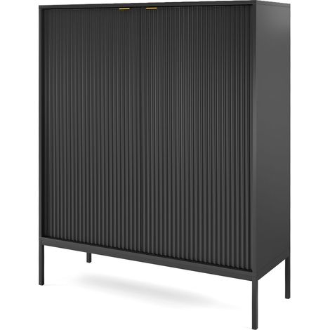 Credenza: 2 ante, Nero, Nero, 104 x 125 x 39 cm, maniglie dorate (1/5)