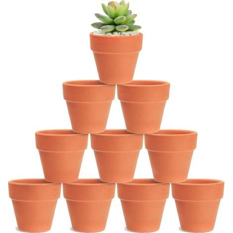 10 Mini-Pflanztöpfe aus Terrakotta mit Abflussloch für Kakteen, Zimmerpflanzen und Sukkulenten im Innen- und Außenbereich (1/5)