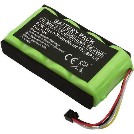 Batterie pour oscilloscope Fluke ScopeMeter 123 BP130 4,8 V 3 000 mAh NiMH, verte (1/3)