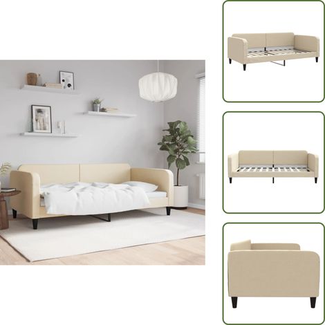 The Living Store Sofá cama sin colchón tela crema 100x200 cm - Sofá cama sin colchón