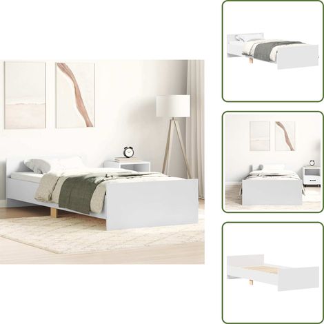 Cadre de lit sans matelas blanc 90x190 cm bois d'ingénierie - Cadre De Lit - Lit Double - Lit Blanc - Meuble Chambre - Literie (1/5)