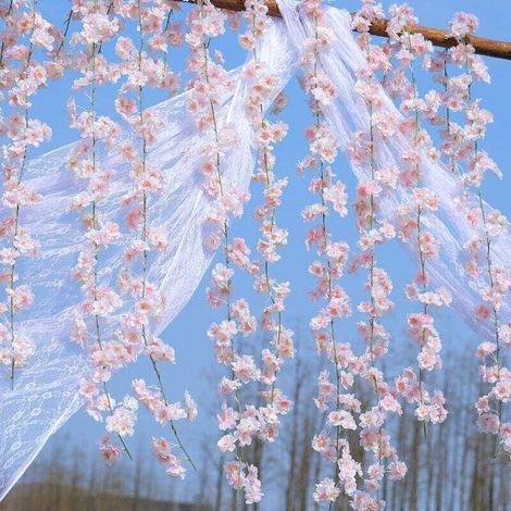 Guirlande De Fleurs De Cerisier Artificielles À Suspendre En Soie De Vigne Décoration De Fête De Mariage (Lot De 2, Rose)