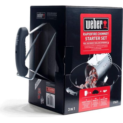 Weber Kit Ciminiera Diaccensione + 2 Kg Di Bricchetti + 3 Cubetti Accendifuoco (1/5)