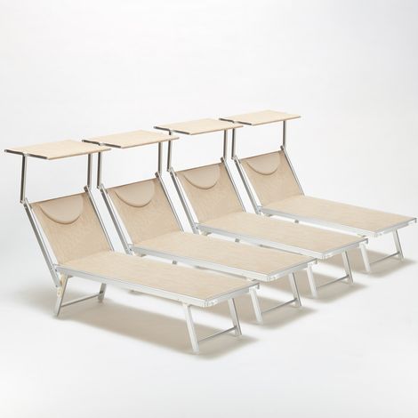 4 Lettini spiaggia mare professionali alluminio Santorini - Beige