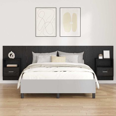 Vidaxl – Tête de lit moderne avec armoires intégrées – Bois d'ingénierie chêne noir – Design épuré pour optimisation d'espace – Montage mural