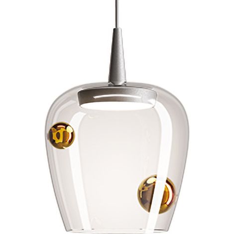Zafferano Lampada a sospensione Bilia 230V in vetro borosilicato soffiato con finitura Alluminio e Bronzo, diametro 18 cm, LED 8W, CRI 90 (1/5)