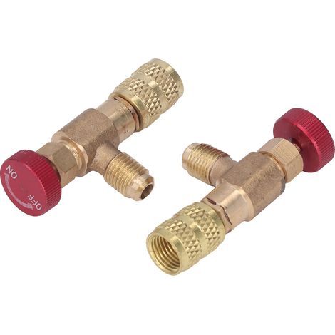 Ortviai Valve de charge frigorifique pour R410A – 2 pièces en laiton, filetage mâle 1/4 SAE et femelle 5/16 SAE