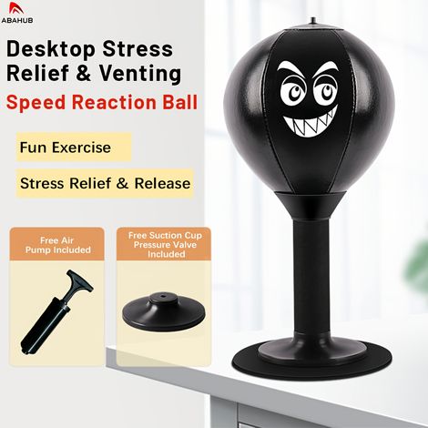 ABAHUB Balle de Boxe de Bureau Anti-Stress, Ressort Super Puissant, Résistante aux Coupures, Accessoire de Bureau Amusant, Indispensable Anti-Stress (1/5)