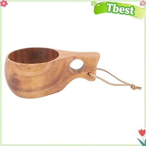 Tbest tasse à boire en bois Tasse de Camping en bois de 220ml, isolation thermique, tasse à café finement table mug Trou unique (1/5)