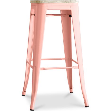 Barhocker - Industriedesign - Holz & Stahl - 76cm - Neuauflage - Stylix Pastellorange