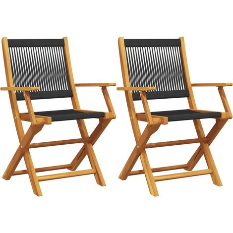 vidaXL Sedie Giardino 2 pz Nere Legno Massello Acacia e (1/5)
