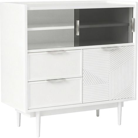 Meuble de rangement avec porte en verre et éclairage LED, 80 cm de large (1/5)