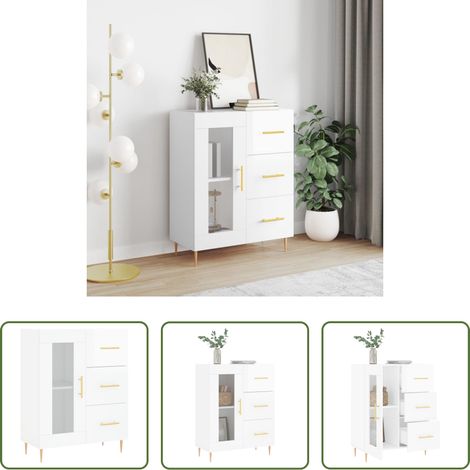 Hochglanz-Weiß - Sideboard Hochglanz-Weiß 69,5x34x90 cm Holzwerkstoff (1/5)