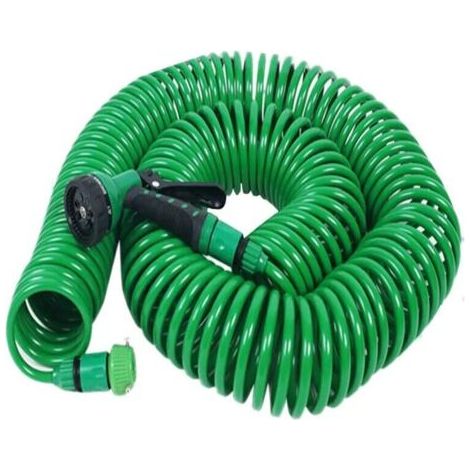 Bewässerung (15M) Spiralschlauch Autowasch-Wasserpistole 8 Funktionen mit Düse 50FT Flexibler Tragbarer Ausziehbarer Gartenschlauch (1/5)