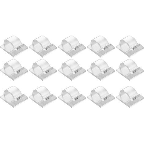 Crochets pour guirlandes lumineuses extérieures. lot de 15 clips transparents avec 15 attaches adhésives étanches. (1/5)