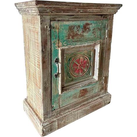 Mesita de Madera acabado artesanal azul 53x27x69 (1/4)