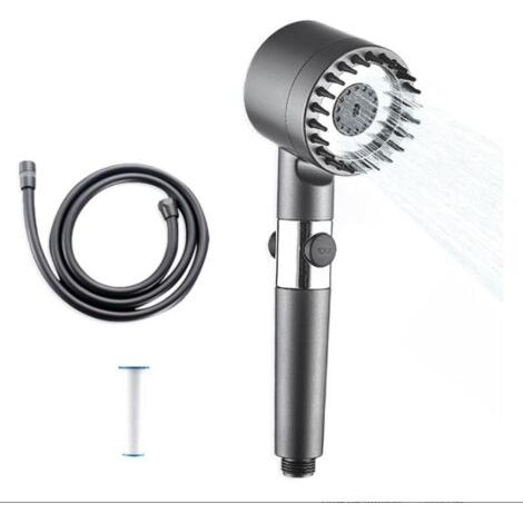 Pommeau de douche de salle de bain à économie d'eau, tuyau flexible de 1,5 mètre, livré avec 1 coussinet en coton PP remplaçable. (1/5)