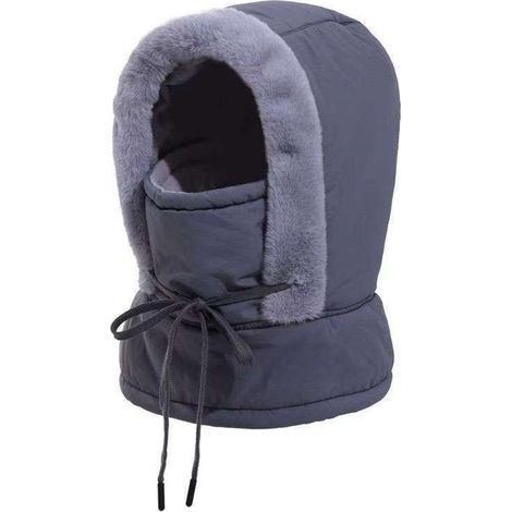 Cagoule polaire d'hiver, coupe-vent et chaude, unisexe, cache-cou/écharpe, cordon de serrage ajustable, bonnet multifonctionnel, idéal pour le ski, le vélo et les activités de plein air, taille unique (1/5)