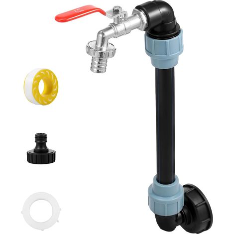Robinet IBC col de cygne – 3/4" avec tube extension 25 cm – alliage zinc anti-corrosion – pour récupérateur eau pluie réservoir 1000L (1/5)