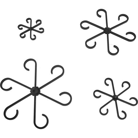 Set di 4 supporti per steli di piante, 4 diverse misure, clip di supporto portatili, impermeabili e riutilizzabili per piante rampicanti, colore nero. (1/5)