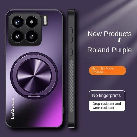 (Violet, Xiaomi 17 Pro Max) Coque de téléphone mate avec support magnétique à anneau à 360° et coque arrière rigide antichoc.