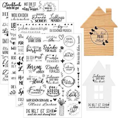 Lot de 4 autocollants à Rub-on, film de transfert UV, 19 x 14 cm, pour verre, travaux manuels, décoration, bricolage, artisanat, idée cadeau, mariage, scrapbooking (autocollants de vœux réconfortants) (1/5)