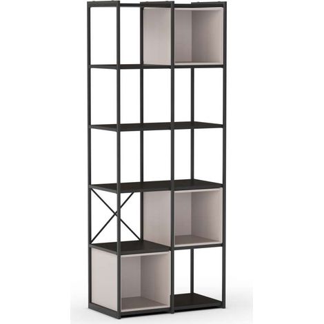 Estantería 3 cubos y estantes modelo Berta-70 acabado negro/crema, 179cm(alto) 70cm(ancho) 39cm(largo). (1/3)