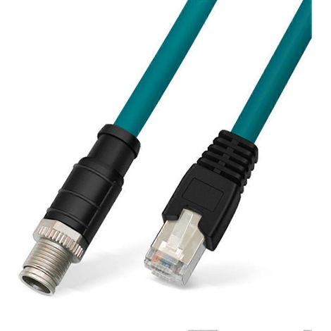 M12 Typ X Netzwerkkabelstecker, 1 Meter, 8-polig auf RJ45 Stecker, Luftfahrt-X-Stecker, für industrielle Kamerasensoren, Kabelkette (1/5)