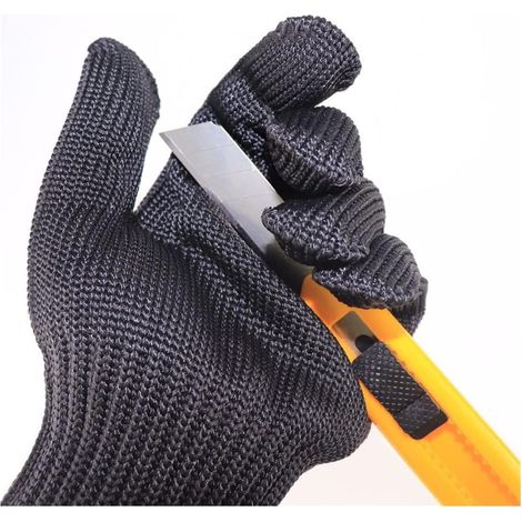 Gants résistants aux coupures, 1 paire Anti-coupure en plein air chasse pêche résistant aux coupures gants couteau Anti-coupure main protéger métal maille respirant gants Coupe extensible confortable. (1/5)
