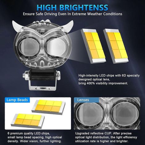 Motorrad-Fahrlicht, 30W 6000K/3000K/4500K Superheller LED-Scheinwerfer, wasserdichtes Nebellicht für (1/5)