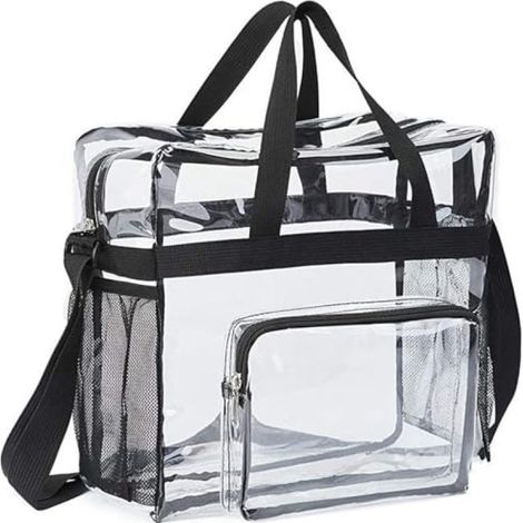 Irovami Sac fourre-tout transparent stade – étanche, 14 cm de fond, concerts et festivals (1/5)